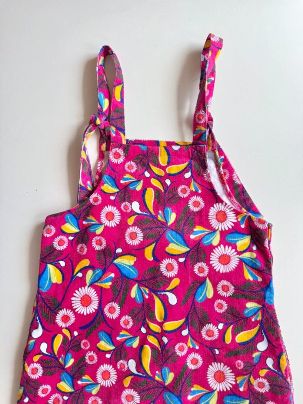 LUCY & YAK Freyja Pink Floral Cotton Corduroy Dungaree Pinafore Dress, Size S - Picture 6 of 10